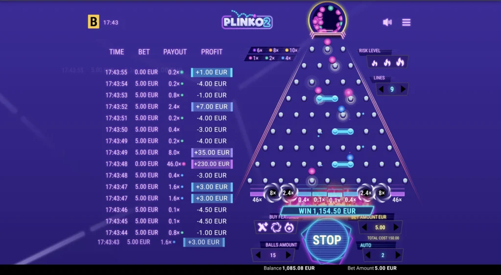 Símbolos y bonificaciones de Plinko 2